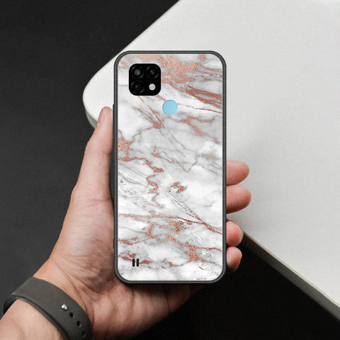 Realme C21 Cover - White Marble Series 2 - HQ Ultra Shine Premium Infinity Glass Soft Silicon Borders Case