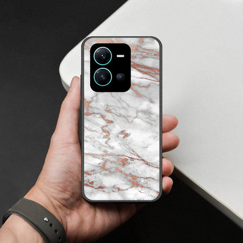 Vivo X80 Lite Cover - White Marble Series 2 - HQ Ultra Shine Premium Infinity Glass Soft Silicon Borders Case