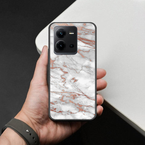 Vivo V25e Cover - White Marble Series 2 - HQ Ultra Shine Premium Infinity Glass Soft Silicon Borders Case