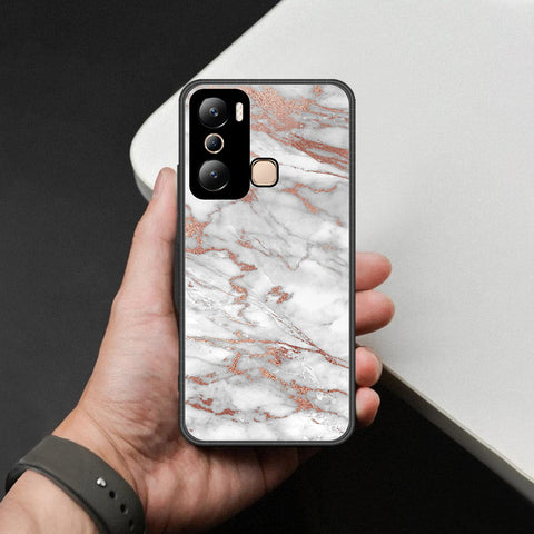 Infinix Hot 20i Cover - White Marble Series 2 - HQ Ultra Shine Premium Infinity Glass Soft Silicon Borders Case