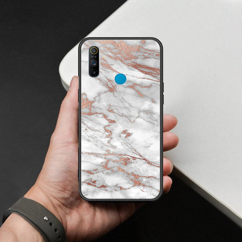 Realme 5s Cover - White Marble Series 2 - HQ Ultra Shine Premium Infinity Glass Soft Silicon Borders Case