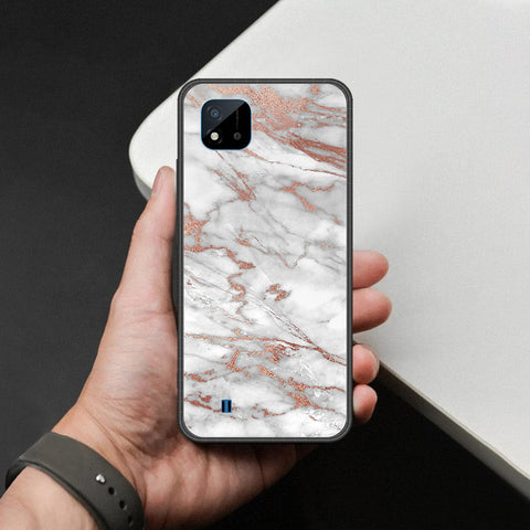 Realme C20 Cover - White Marble Series 2 - HQ Ultra Shine Premium Infinity Glass Soft Silicon Borders Case