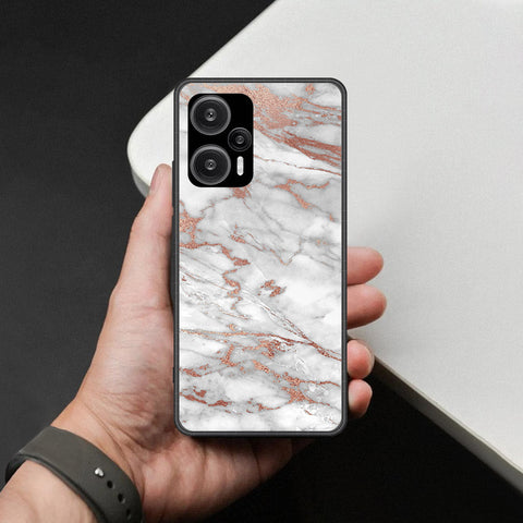 Xiaomi Poco F5 Cover - White Marble Series 2 - HQ Ultra Shine Premium Infinity Glass Soft Silicon Borders Case