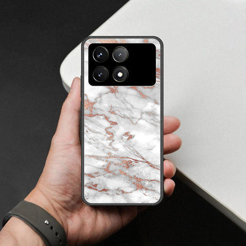 Xiaomi Poco F6 Pro Cover - White Marble Series 2 - HQ Ultra Shine Premium Infinity Glass Soft Silicon Borders Case
