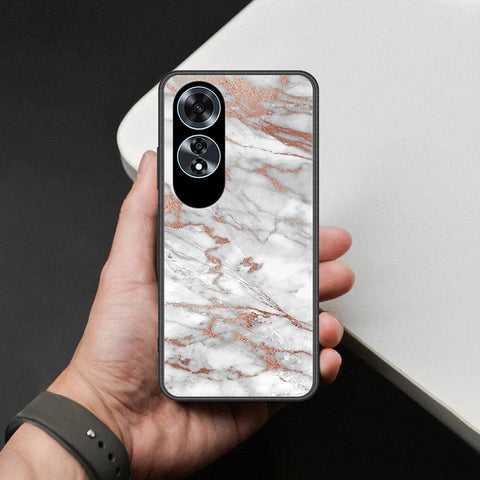 Oppo A60 Cover - White Marble Series 2 - HQ Ultra Shine Premium Infinity Glass Soft Silicon Borders Case