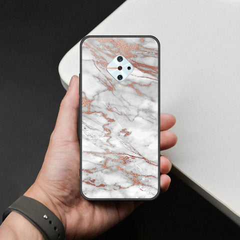 Vivo Y9s Cover - White Marble Series 2 - HQ Ultra Shine Premium Infinity Glass Soft Silicon Borders Case