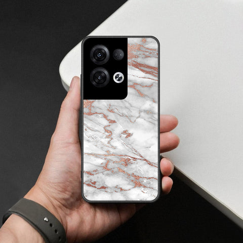 Oppo Reno 8 Pro  Cover - White Marble Series 2 - HQ Ultra Shine Premium Infinity Glass Soft Silicon Borders Case