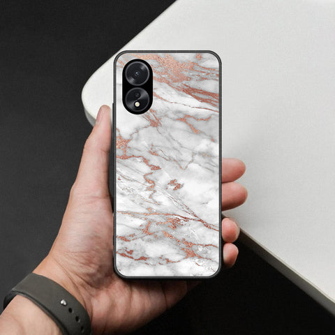 Oppo A38 Cover - White Marble Series 2 - HQ Ultra Shine Premium Infinity Glass Soft Silicon Borders Case