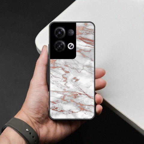 Oppo Reno 8 Pro Plus Cover - White Marble Series 2 - HQ Ultra Shine Premium Infinity Glass Soft Silicon Borders Case