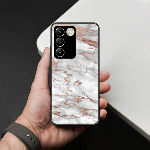 Vivo Y100 4G Cover - White Marble Series 2 - HQ Ultra Shine Premium Infinity Glass Soft Silicon Borders Case
