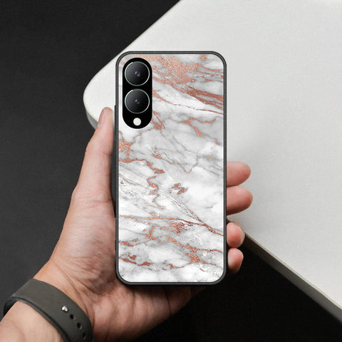 Vivo Y17s Cover - White Marble Series 2 - HQ Ultra Shine Premium Infinity Glass Soft Silicon Borders Case