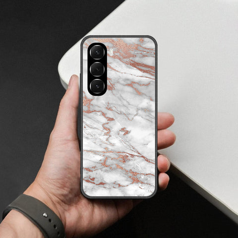 Infinix Hot 60 Cover - White Marble Series 2 - HQ Ultra Shine Premium Infinity Glass Soft Silicon Borders Case