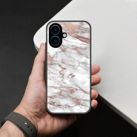 iPhone 18 - White Marble Series 2 - HQ Ultra Shine Premium Infinity Glass Soft Silicon Borders Case
