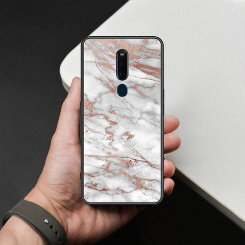 Huawei Honor Play 8A Cover - White Marble Series 2 - HQ Ultra Shine Premium Infinity Glass Soft Silicon Borders Case