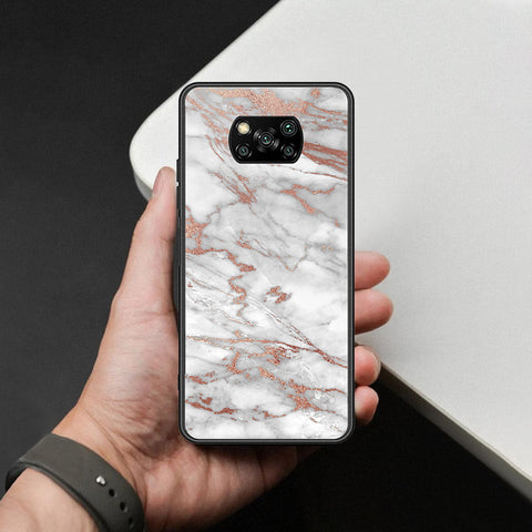 Xiaomi Poco X3 NFC Cover - White Marble Series 2 - HQ Ultra Shine Premium Infinity Glass Soft Silicon Borders Case