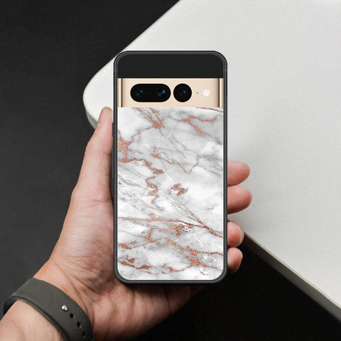 Google Pixel 7 Pro Cover - White Marble Series 2 - HQ Ultra Shine Premium Infinity Glass Soft Silicon Borders Case