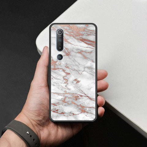 Xiaomi Mi 10 Cover - White Marble Series 2 - HQ Ultra Shine Premium Infinity Glass Soft Silicon Borders Case