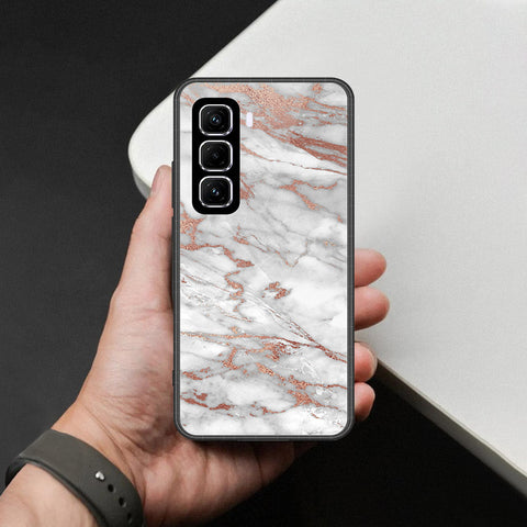 Infinix Hot 50 Pro Plus Cover - White Marble Series 2 - HQ Ultra Shine Premium Infinity Glass Soft Silicon Borders Case