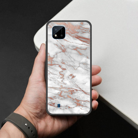 Realme C20A Cover - White Marble Series 2 - HQ Ultra Shine Premium Infinity Glass Soft Silicon Borders Case