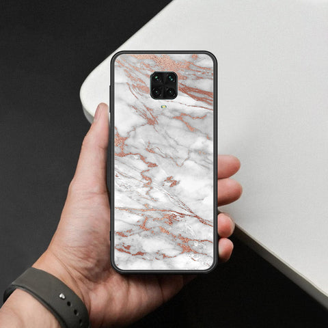 Xiaomi Redmi Note 9 Pro Cover - White Marble Series 2 - HQ Ultra Shine Premium Infinity Glass Soft Silicon Borders Case