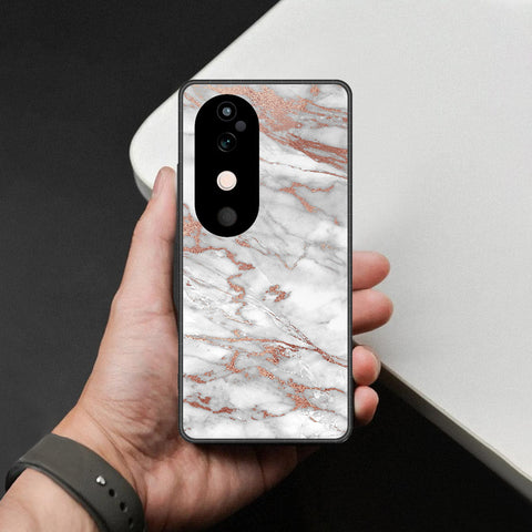 Vivo S19 Cover - White Marble Series 2 - HQ Ultra Shine Premium Infinity Glass Soft Silicon Borders Case