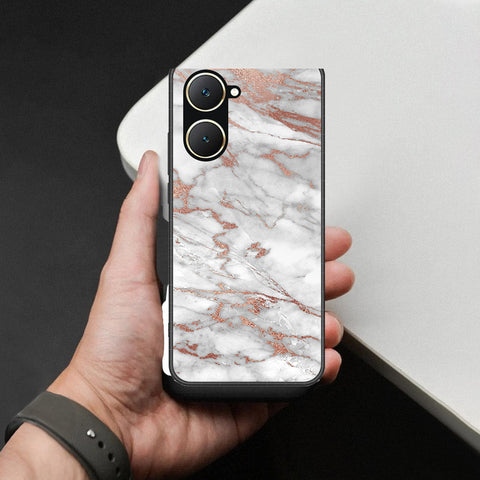 Vivo Y18 Cover - White Marble Series 2 - HQ Ultra Shine Premium Infinity Glass Soft Silicon Borders Case