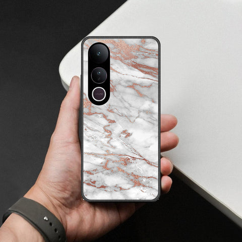 Vivo V50 Lite Cover - White Marble Series 2 - HQ Ultra Shine Premium Infinity Glass Soft Silicon Borders Case