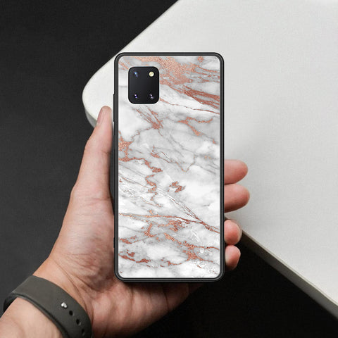 Samsung Galaxy A81 Cover - White Marble Series 2 - HQ Ultra Shine Premium Infinity Glass Soft Silicon Borders Case