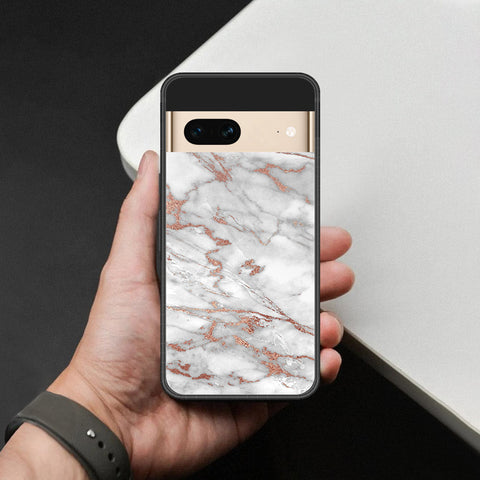 Google Pixel 7 Cover - White Marble Series 2 - HQ Ultra Shine Premium Infinity Glass Soft Silicon Borders Case