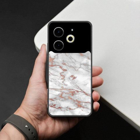 Tecno Pova 6 Cover - White Marble Series 2 - HQ Ultra Shine Premium Infinity Glass Soft Silicon Borders Case
