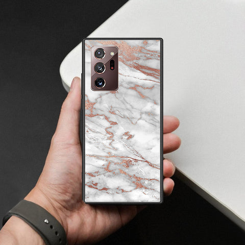 Samsung Galaxy Note 20 Ultra Cover - White Marble Series 2 - HQ Ultra Shine Premium Infinity Glass Soft Silicon Borders Case