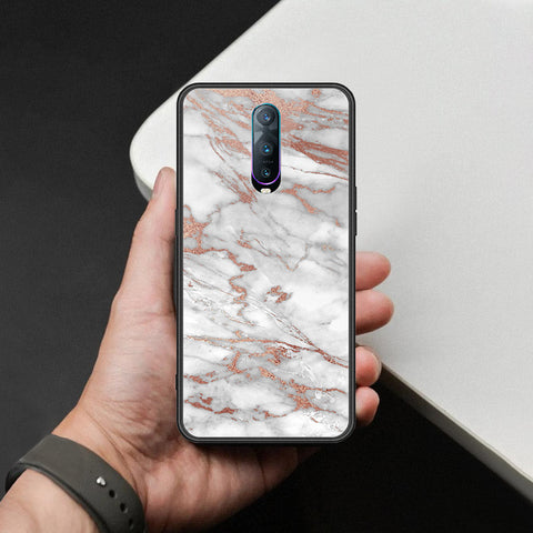 Oppo R17 Pro Cover - White Marble Series 2 - HQ Ultra Shine Premium Infinity Glass Soft Silicon Borders Case