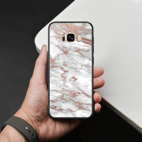 Samsung Galaxy S8 Cover - White Marble Series 2 - HQ Ultra Shine Premium Infinity Glass Soft Silicon Borders Case