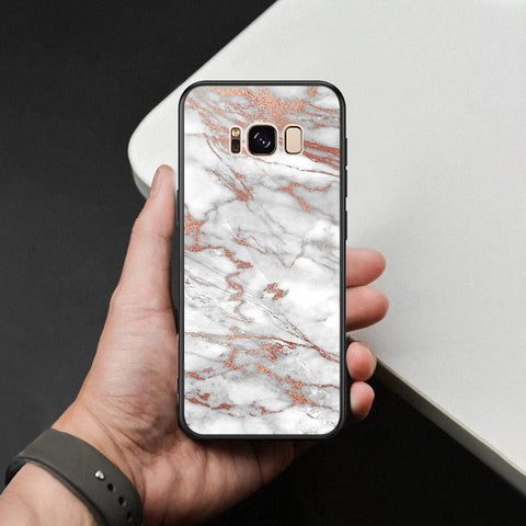 Samsung Galaxy S8 Plus Cover - White Marble Series 2 - HQ Ultra Shine Premium Infinity Glass Soft Silicon Borders Case