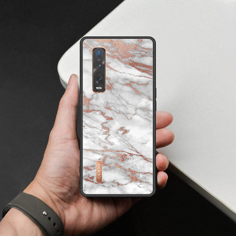 Oppo Find X2 Pro Cover - White Marble Series 2 - HQ Ultra Shine Premium Infinity Glass Soft Silicon Borders Case