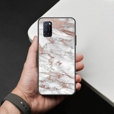 Oppo A92 Cover - White Marble Series 2 - HQ Ultra Shine Premium Infinity Glass Soft Silicon Borders Case