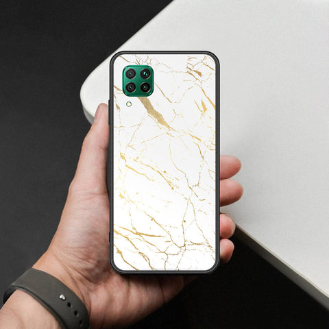 Huawei P40 lite Cover - White Marble Series 2 - HQ Ultra Shine Premium Infinity Glass Soft Silicon Borders Case
