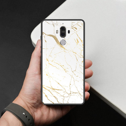 Huawei Mate 9 Cover - White Marble Series 2 - HQ Ultra Shine Premium Infinity Glass Soft Silicon Borders Case