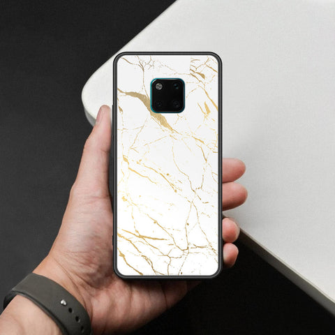 Huawei Mate 20 Pro Cover - White Marble Series 2 - HQ Ultra Shine Premium Infinity Glass Soft Silicon Borders Case