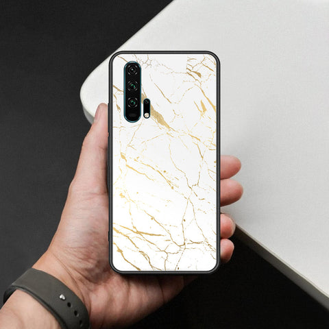 Honor 20 Pro Cover - White Marble Series 2 - HQ Ultra Shine Premium Infinity Glass Soft Silicon Borders Case
