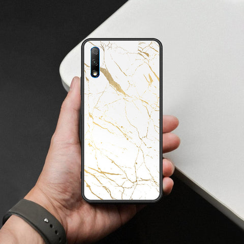 Huawei Enjoy 10 Plus Cover - White Marble Series 2 - HQ Ultra Shine Premium Infinity Glass Soft Silicon Borders Case