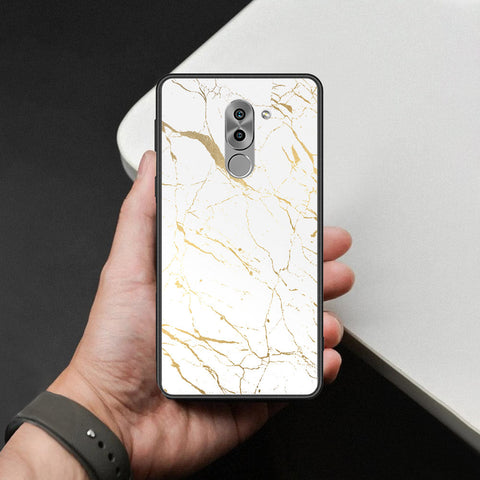 Huawei Honor 6X Cover - White Marble Series 2 - HQ Ultra Shine Premium Infinity Glass Soft Silicon Borders Case