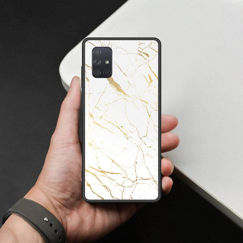 Samsung Galaxy A71 Cover - White Marble Series 2 - HQ Ultra Shine Premium Infinity Glass Soft Silicon Borders Case