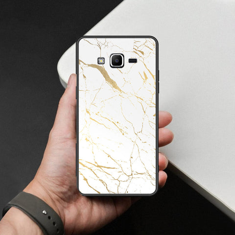 Samsung Galaxy J2 Prime Cover - White Marble Series 2 - HQ Ultra Shine Premium Infinity Glass Soft Silicon Borders Case
