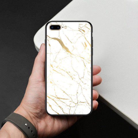iPhone 8 Plus / 7 Plus - White Marble Series 2 - HQ Ultra Shine Premium Infinity Glass Soft Silicon Borders Case