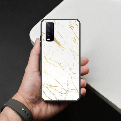 Vivo Y20 Cover - White Marble Series 2 - HQ Ultra Shine Premium Infinity Glass Soft Silicon Borders Case