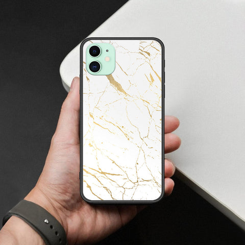 iPhone 11 - White Marble Series 2 - HQ Ultra Shine Premium Infinity Glass Soft Silicon Borders Case