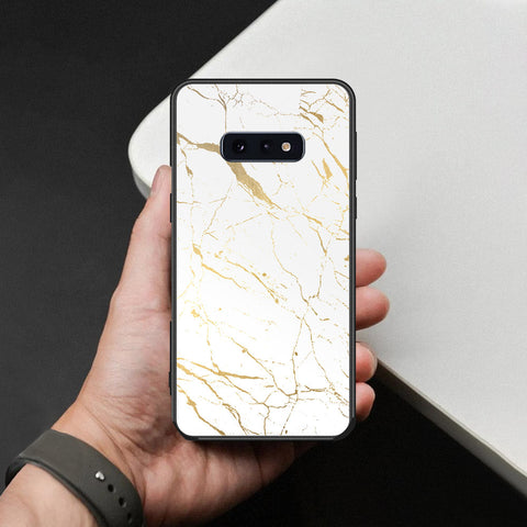 Samsung Galaxy S10e Cover - White Marble Series 2 - HQ Ultra Shine Premium Infinity Glass Soft Silicon Borders Case