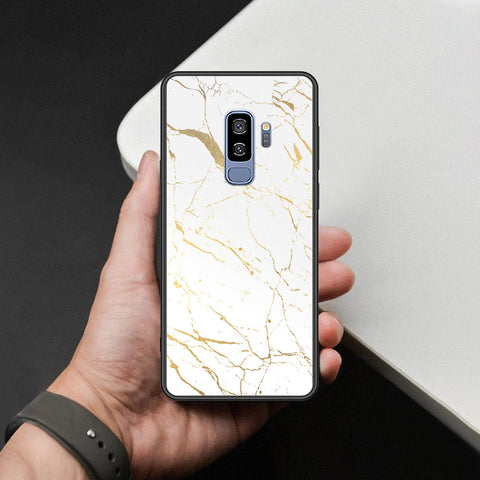 Samsung Galaxy S9 Plus Cover - White Marble Series 2 - HQ Ultra Shine Premium Infinity Glass Soft Silicon Borders Case