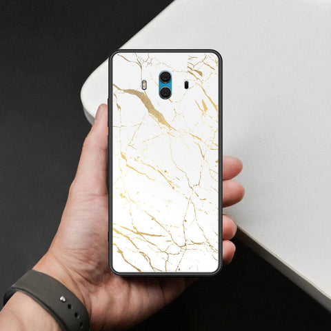Huawei Mate 10 Cover - White Marble Series 2 - HQ Ultra Shine Premium Infinity Glass Soft Silicon Borders Case